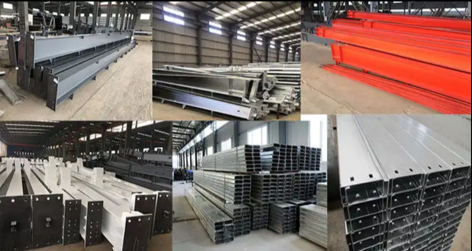 Q235 स्टील ग्रेड और सैंडविच पैनल दीवार के साथ टिकाऊ निर्मित इस्पात संरचना कार्यशाला